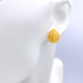 Beaded Pear Top 22k Gold Earrings