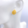 Beaded Pear Top 22k Gold Earrings