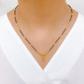 Reflective Black Bead 22k Gold Necklace