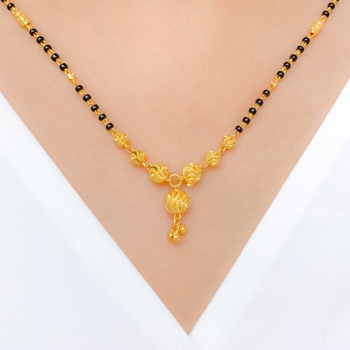 Modern Sand Finish 22k Gold Mangalsutra