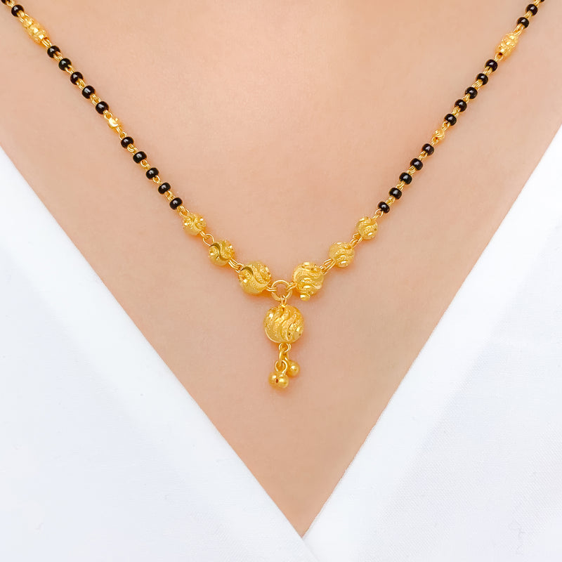 Modern Sand Finish 22k Gold Mangalsutra