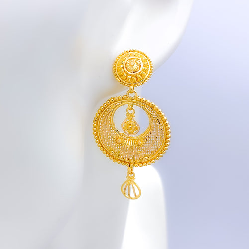 Regal Netted Drop 22k Gold Earrings