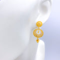 Delicate Round 22k Gold Hanging Earrings