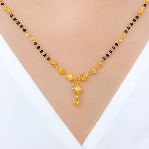 Dainty Black Bead 22k Gold Necklace