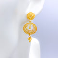Delicate Round 22k Gold Hanging Earrings