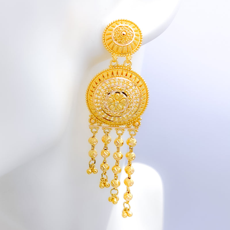 Grand & Glossy Hanging 22k Gold Earrings