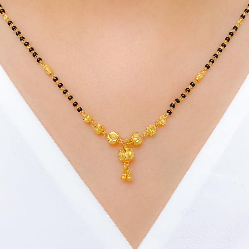 Sand Finish Accented 22k Gold Mangalsutra