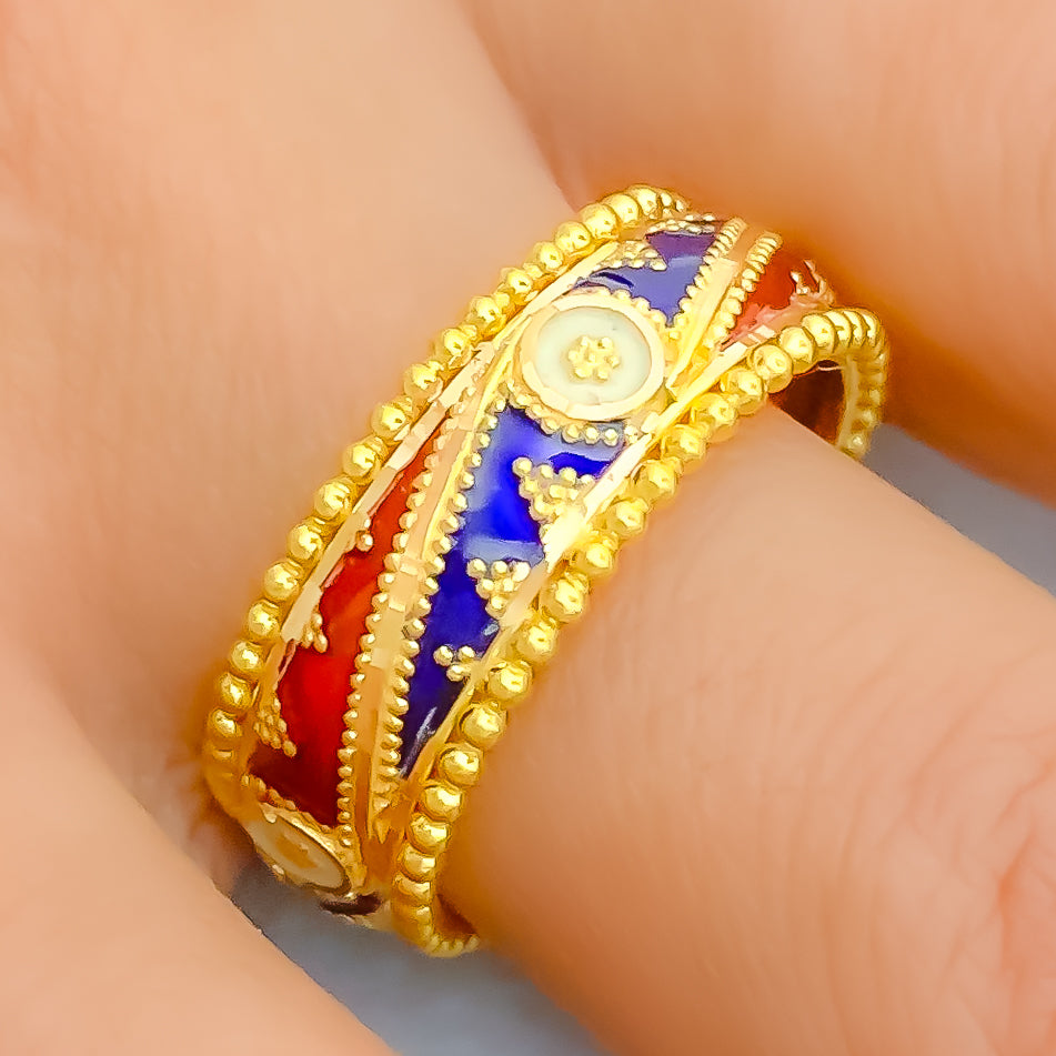 Buy Fida Ruby Gold Meenakari Geometric Ring @ Best Price