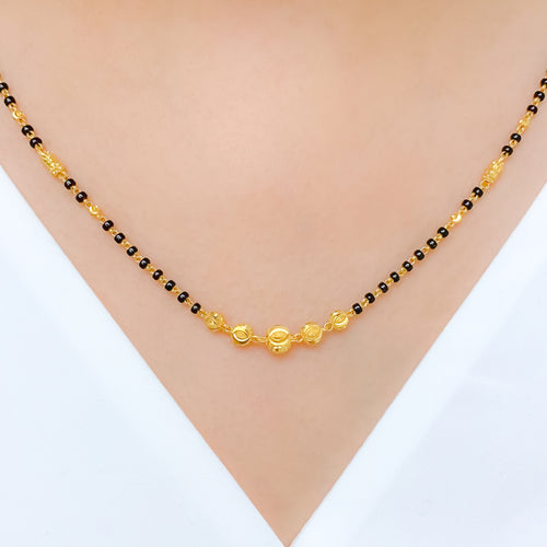 Sleek Black Bead 22k Gold Necklace