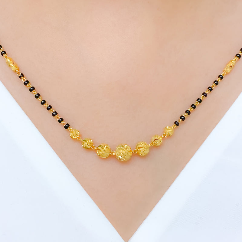 Glittery Beaded 22k Gold Mangalsutra