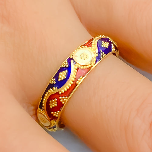 Colorful Meenakari 22k Gold Ring