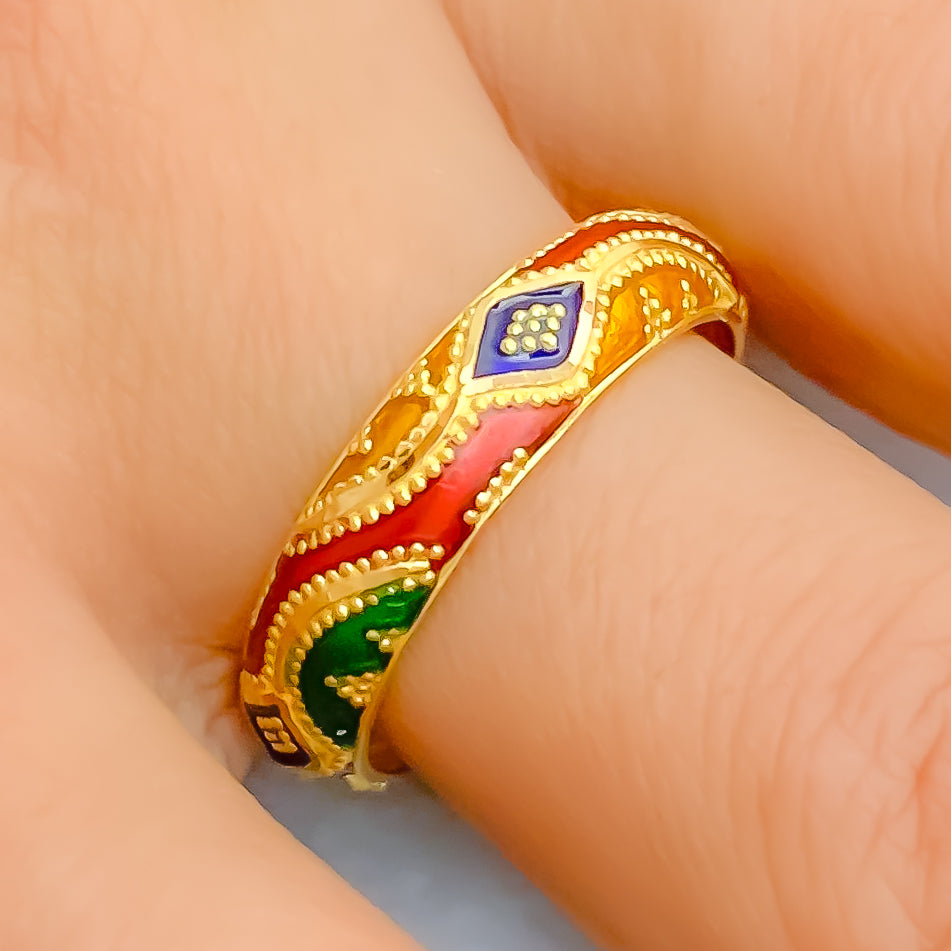 22K Gold Wedding Band Ring For Women - 235-GR8240 in 1.350 Grams