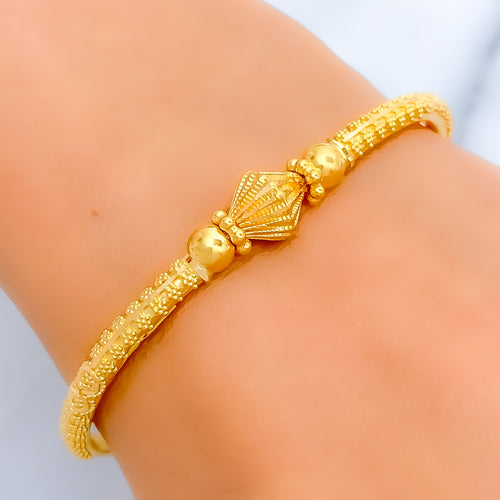 Striped Orb 22k gold Flexi Bangle Bracelet