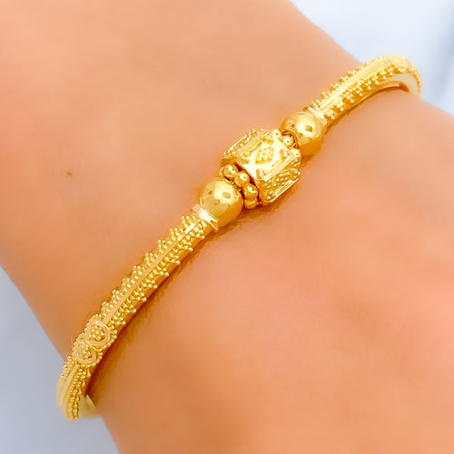 Intricate Fine Beaded 22k gold Flexi Bangle Bracelet