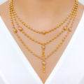 Dainty Rose Gold Hanging 22k Gold Necklace Set