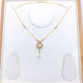 Exclusive Three-Tone Pearl Drop 22k Gold Necklace
