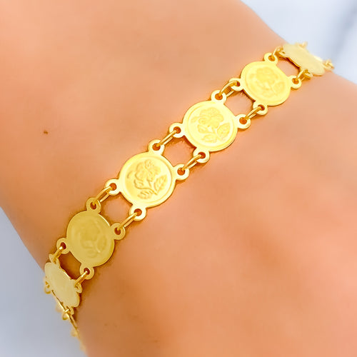 Glossy Interlinked 22k Gold Coin Bracelet 