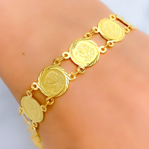 Dressy Double Link 22k Gold Coin Bracelet 