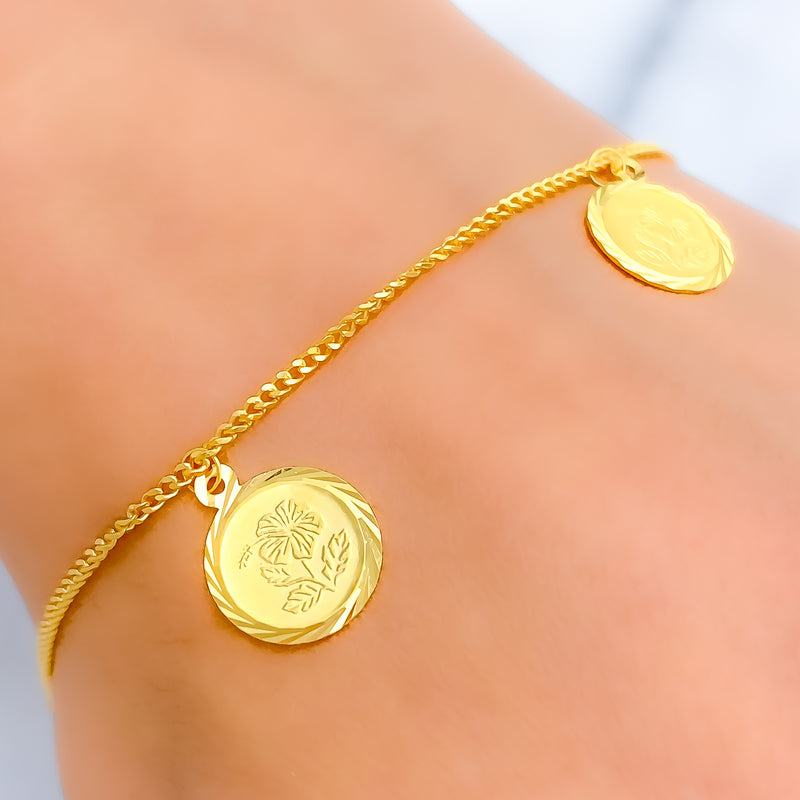 Dainty Dangling 22k Gold Coin Bracelet