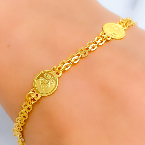 Sleek Shiny 22k Gold Coin Bracelet 