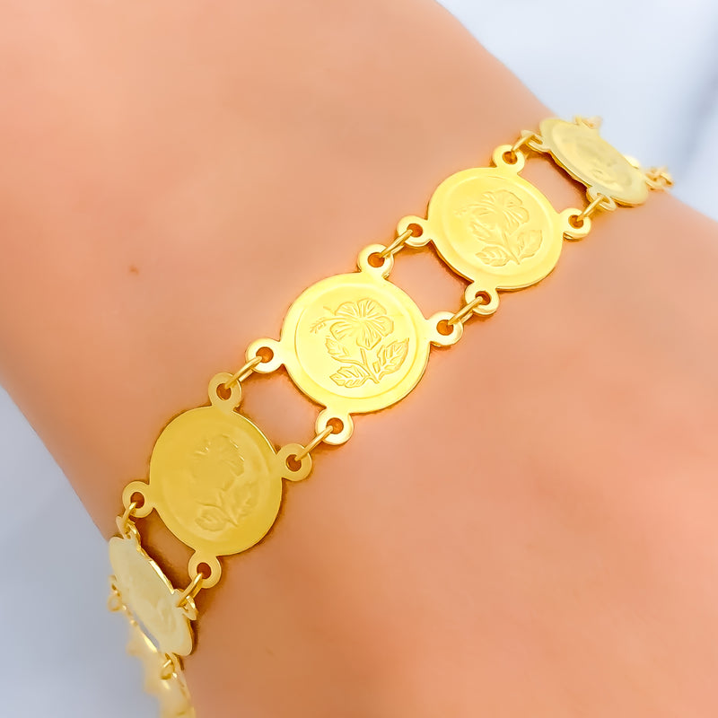 Elegant Draped 22k Gold Coin Bracelet 