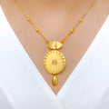 Floral Matte Finish Necklace 22k Gold Set