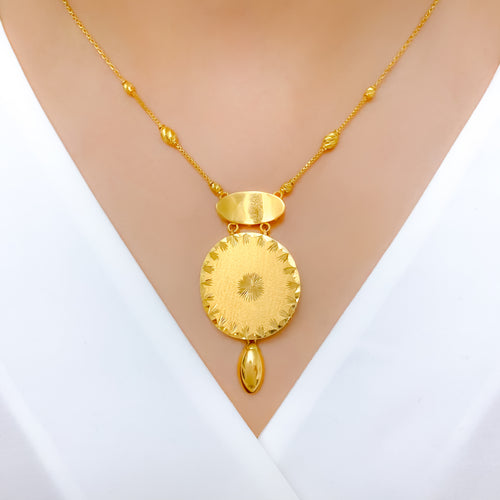 Floral Matte Finish Necklace 22k Gold Set