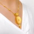 Floral Matte Finish Necklace 22k Gold Set