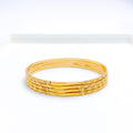 Dainty Evergreen Machine 22k Gold Cut Bangles