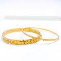 Dainty Evergreen Machine 22k Gold Cut Bangles