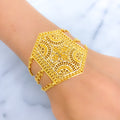 Traditional Floral Mandala 22K Gold Statement Bracelet 
