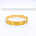 Sleek High Finish Textured 22k Gold Bangles