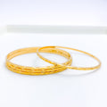 Sleek High Finish Textured 22k Gold Bangles