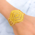 Stately Striped Opulent 22K Gold Statement Bracelet 