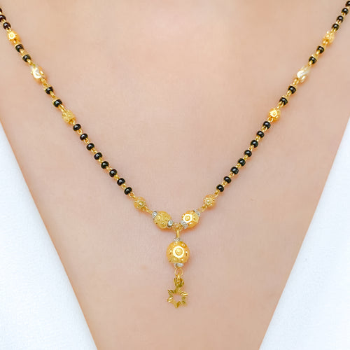 Two-Tone Star Drop 22k Gold Mangalsutra