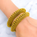 Intricate Beaded Oxidized 22k Gold Bangles