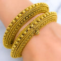 Intricate Beaded Oxidized 22k Gold Bangles