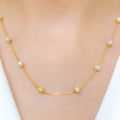 Two-Tone CZ & Pearl 22k Gold Necklace