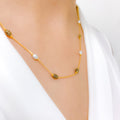 Trendy Pearl + CZ 22k Gold Necklace