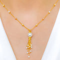 Posh Pearl Tassel 22k Gold Necklace