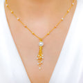 Posh Pearl Tassel 22k Gold Necklace