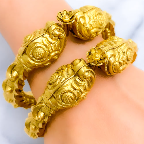 Upscale Oxidized Hathi 22k Gold Bangles