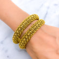 Tasteful Flower Oxidized 22k Gold Bangles