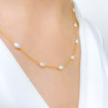Elegant Lightweight Pearl 22k Gold Necklace