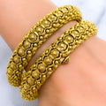 Tasteful Flower Oxidized 22k Gold Bangles