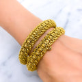 Tasteful Flower Oxidized 22k Gold Bangles