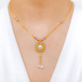 Exclusive Three-Tone Pearl Drop 22k Gold Necklace