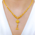 Elegant Hanging Tassel Gold 22k Gold Necklace Set