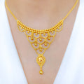 Multi-Layer Beaded Drop 22k Gold Necklace Set