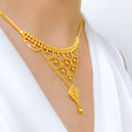 Multi-Layer Beaded Drop 22k Gold Necklace Set